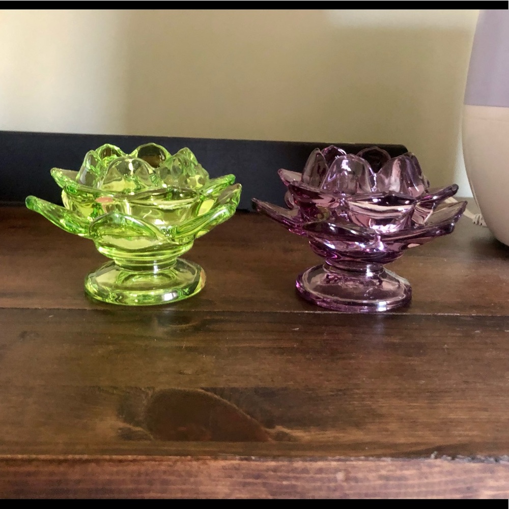 2 Lotus flower candle holders